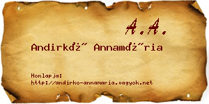 Andirkó Annamária névjegykártya